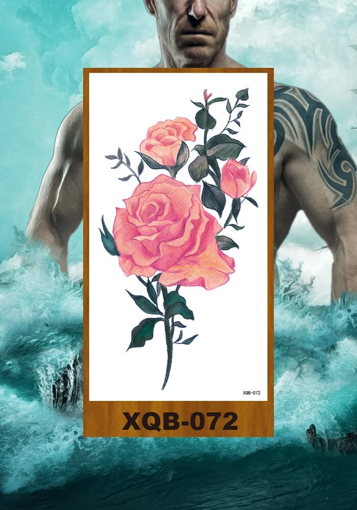 Temporary Tattoos Stickers Women Girl Chest Arm Fake Tatoo Lotus Peony Rose Magnolia Flowers Totem Face Body Makeup Waterproof