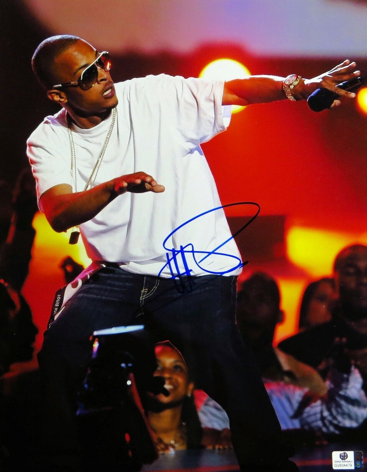 T.I. Signed Autographed 11X14 Photo Poster painting Sexy White Shirt Performing on Stage 834479