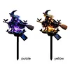 Solar Powered Halloween Witch Broom Stake Resin Light for Outdoor Decor