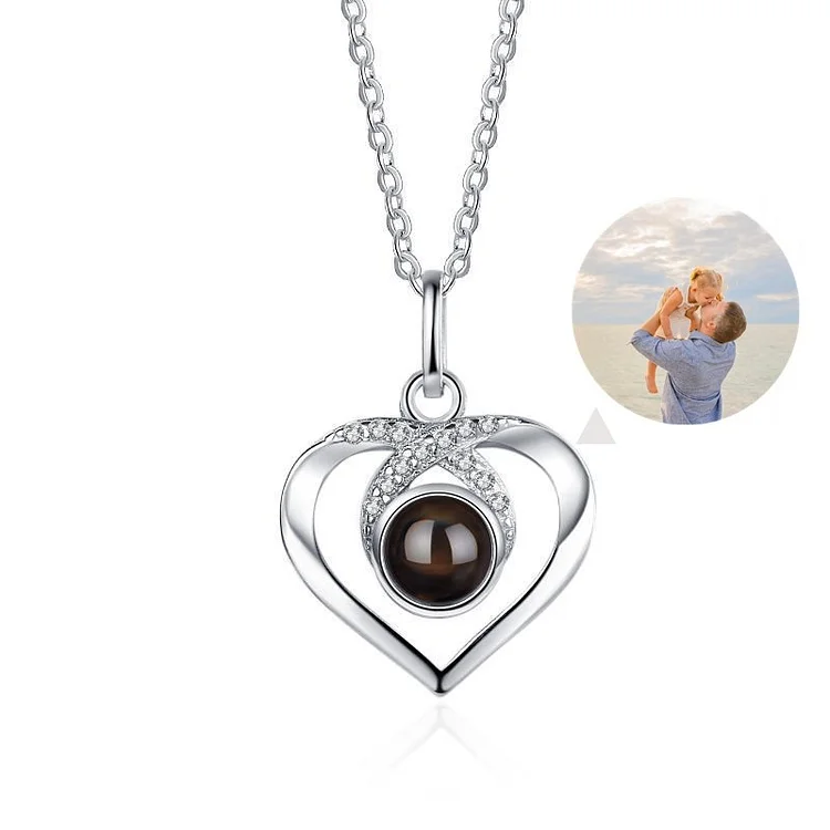 Personalized Heart-sharp Photo Projection Necklace for Her 