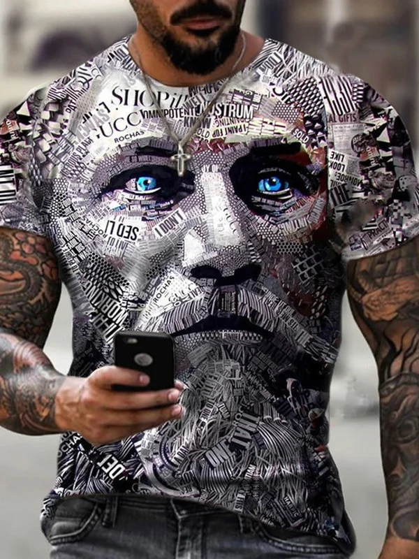 Men's T-Shirt 3D Print Short Sleeve Casual Tops