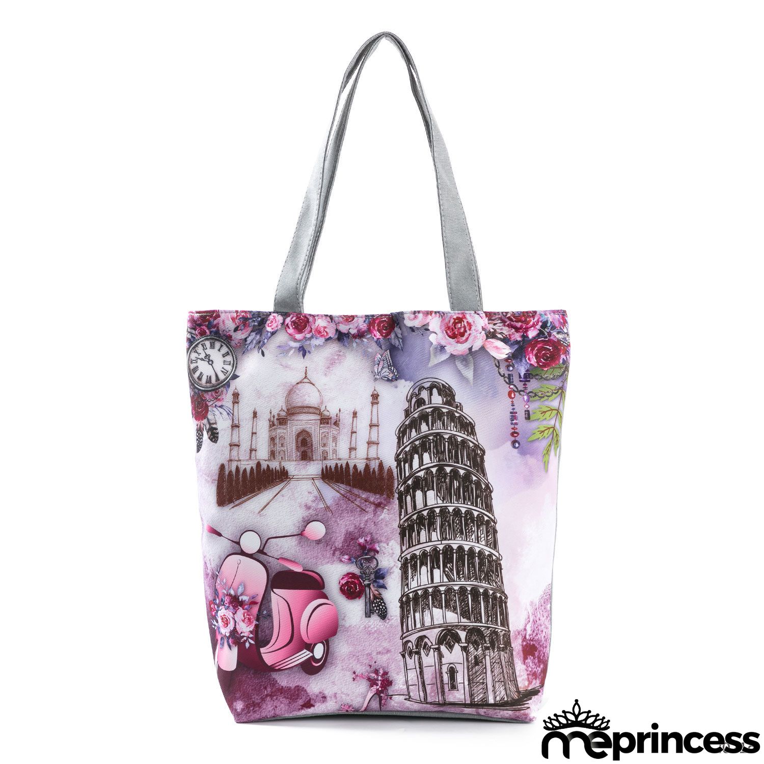 Women's Eiffel Tower Butterfly 3D Print One Shoulder Shopping Bag