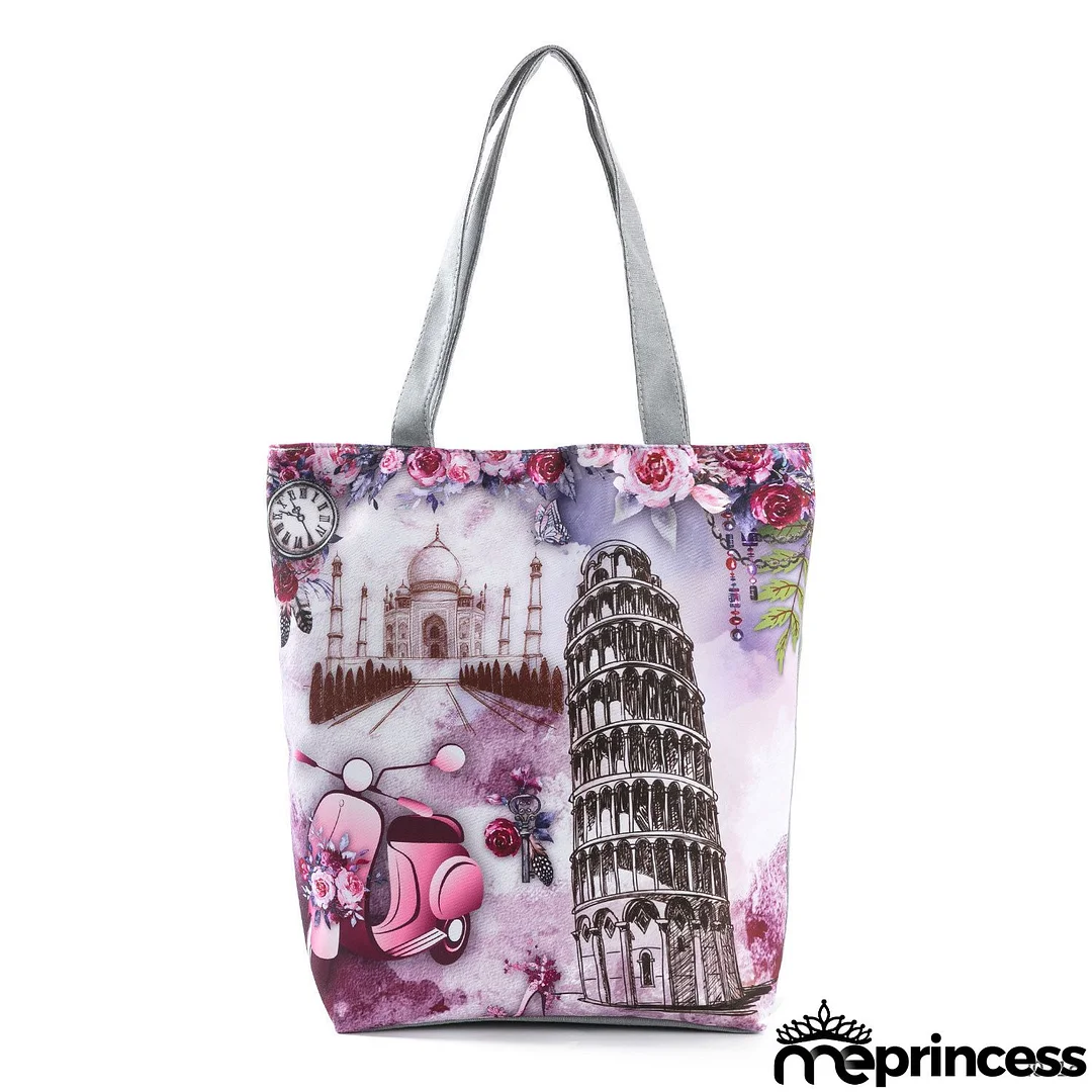 Women's Eiffel Tower Butterfly 3D Print One Shoulder Shopping Bag