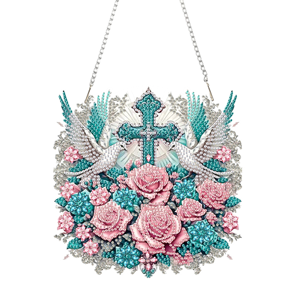 Cross Diamond Painting Hanging Pendant Rhinestone Diamond Art Window Pendants