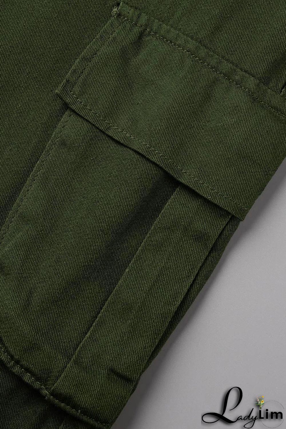 Green Street Solid Patchwork Pocket High Waist Straight Solid Color Bottoms