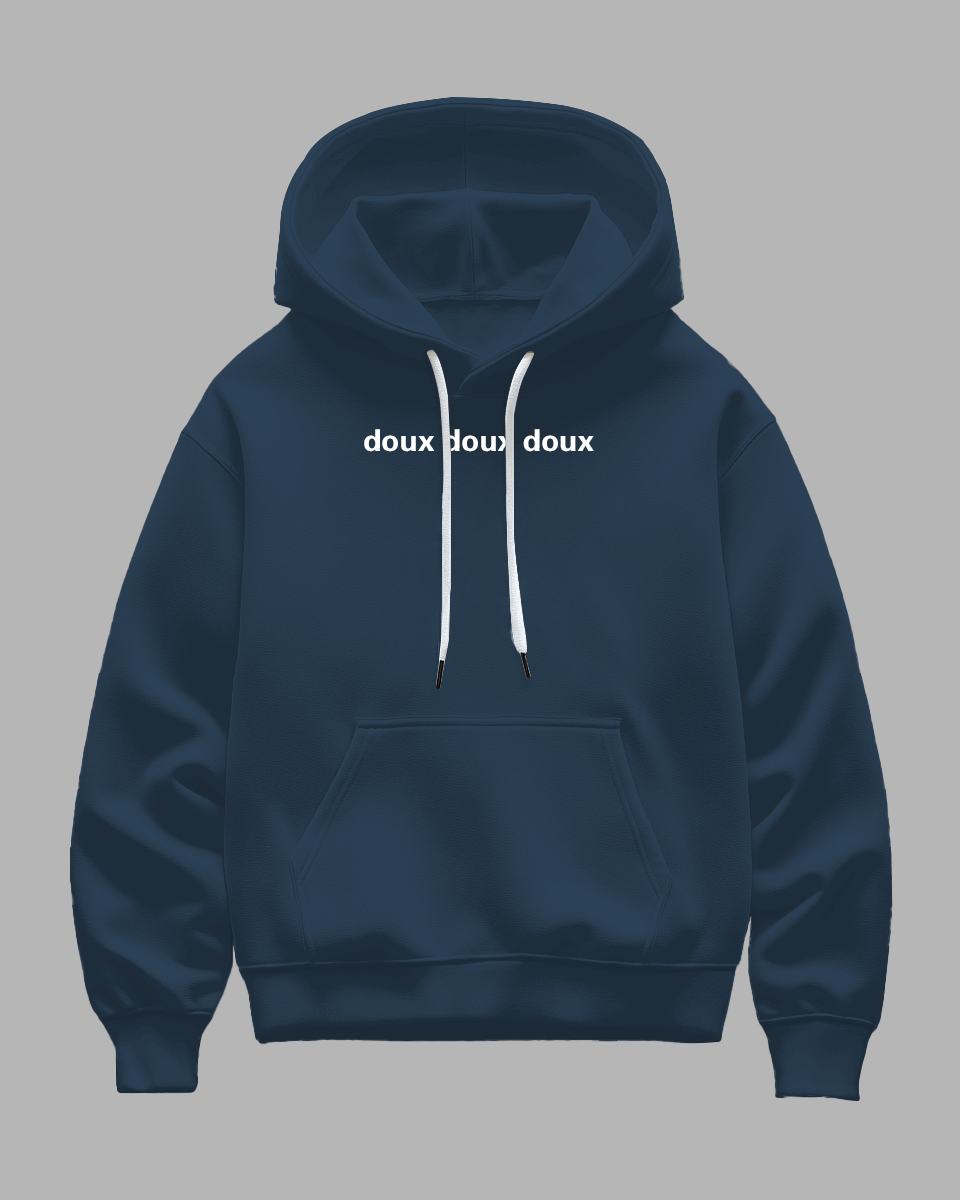 Big Men's Navy Blue "doux doux doux" Printed Hoodie