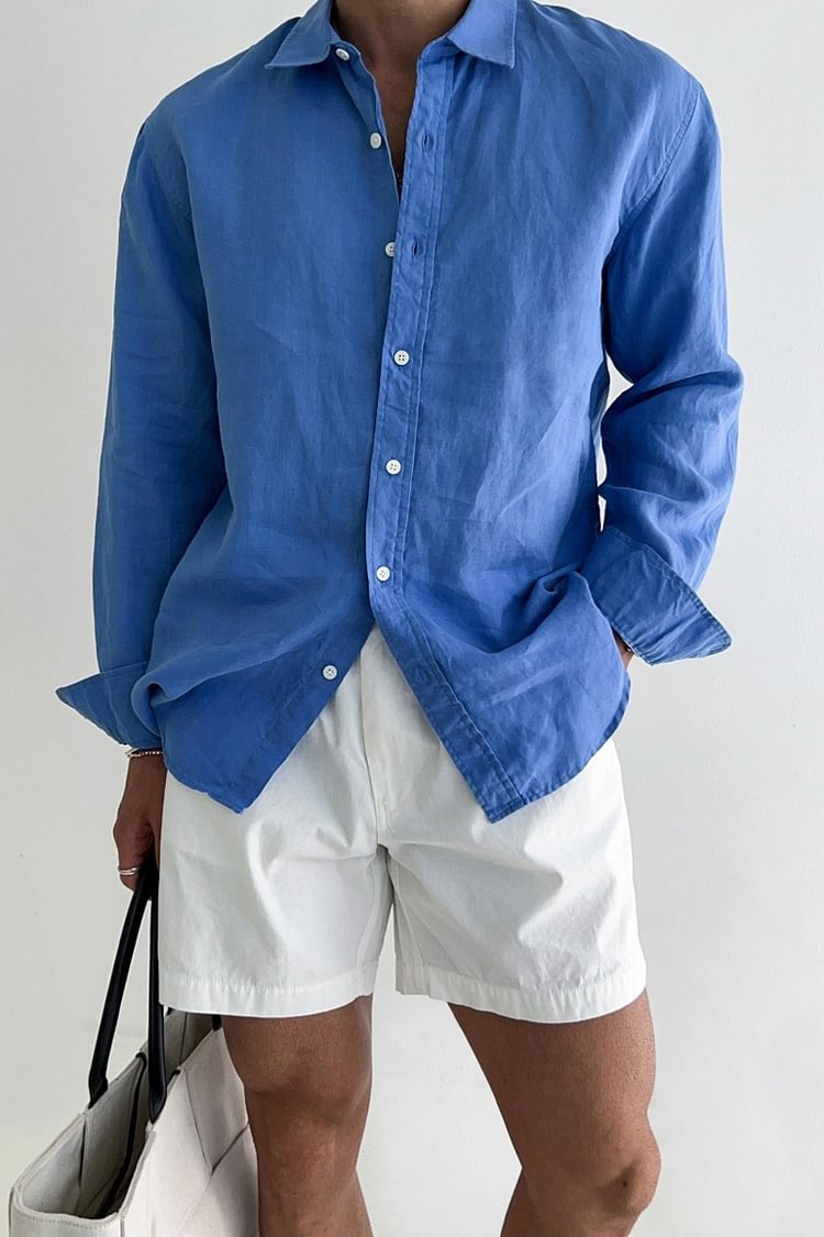 Summer Simple Solid Color Linen Shirt