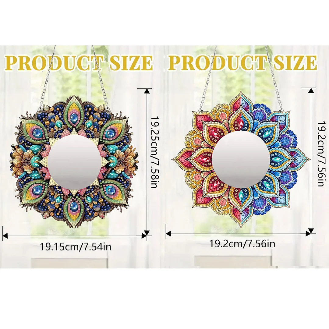 2D Flat DIY Flowers Hanging Mirror Diamond Art Kits Wall Door Decoration