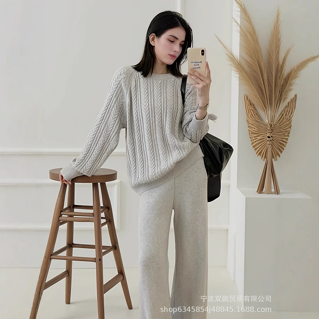 Athvotar Athvotar And Summer Fashion Loose Cotton Striped T-Shirt Women Casual Round Neck Long Sleeve Open Top Hot Sale