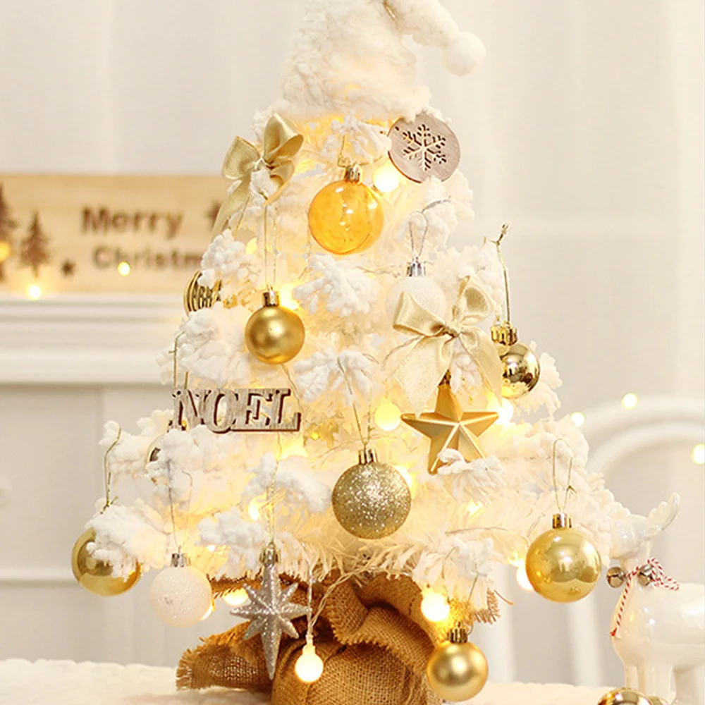 New flocked mini Christmas tree LED desktop decoration ornament