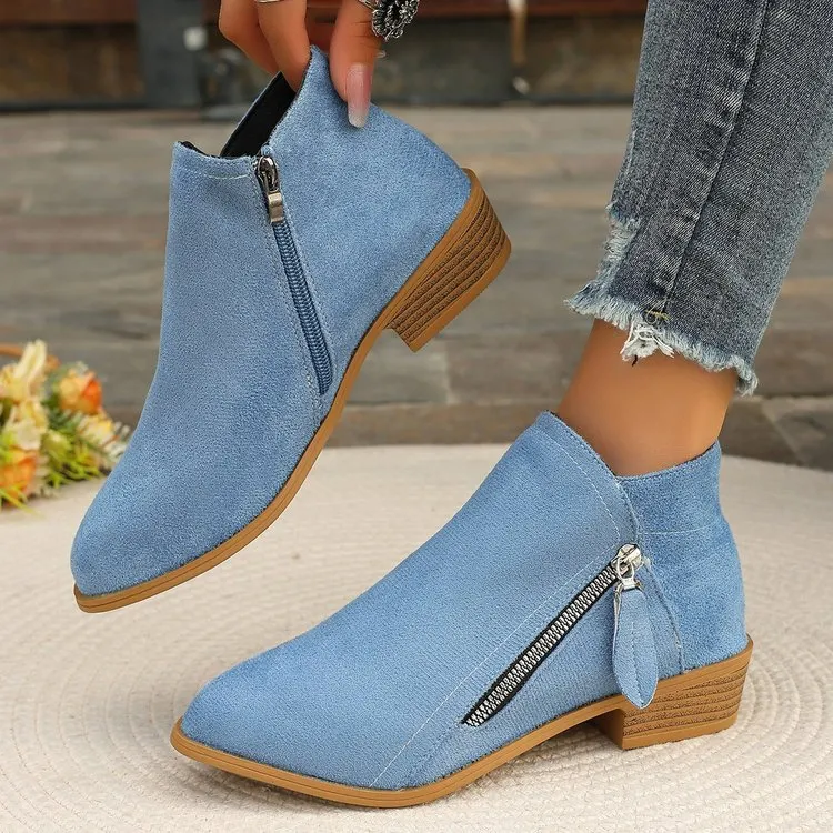 Breakj Breakj Thick Background Solid Color Tip Side Zipper Martin Boots 2025 Spring And Autumn New Short-Box Women Boots