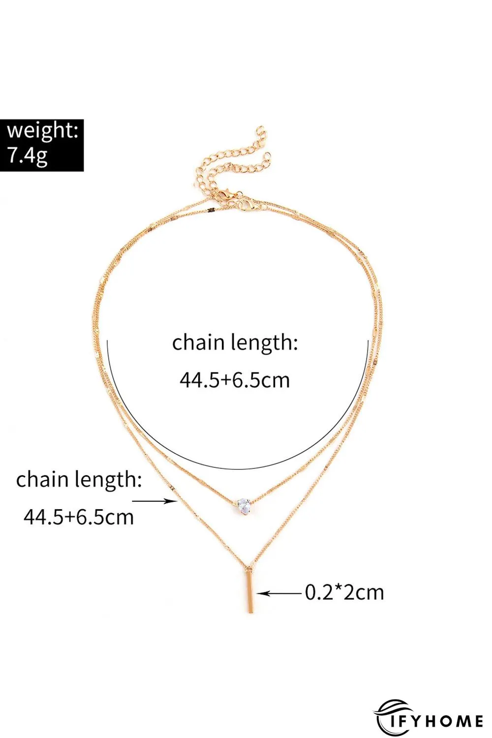 Layered Rhinestone Pendant Necklace | IFYHOME