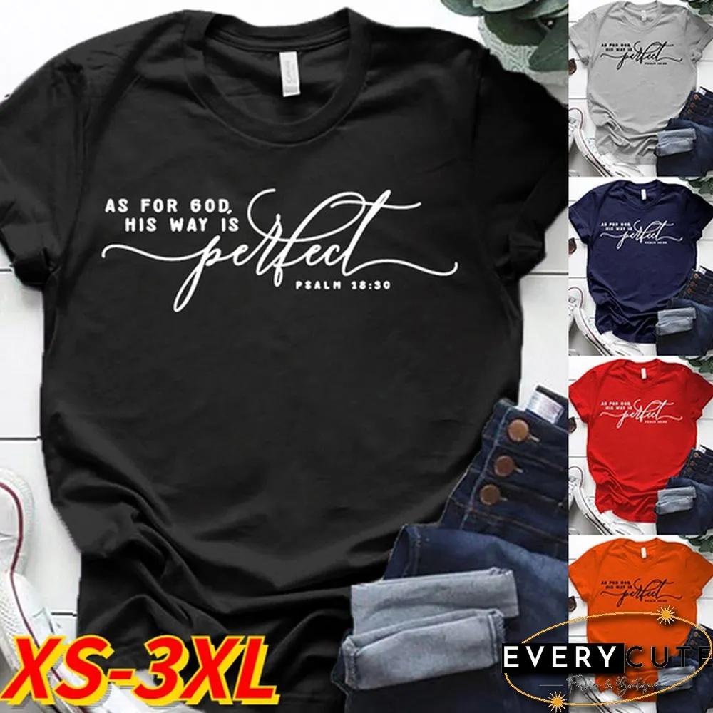 Womens Short Sleeved God Shirts Christian Saying Printed Tops Women Casual Solid Color