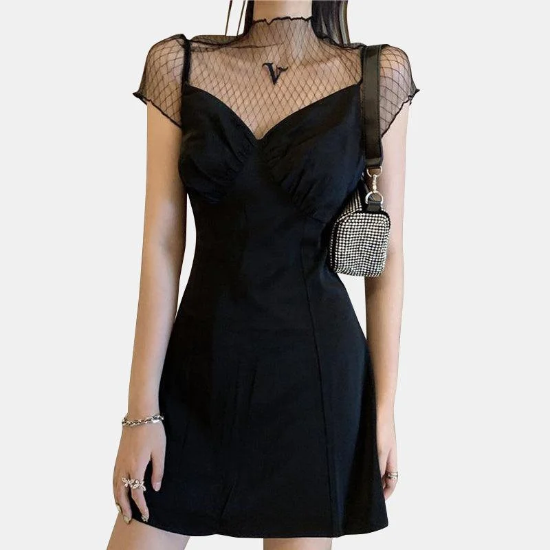 Mesh Bottoming Suspender Dress