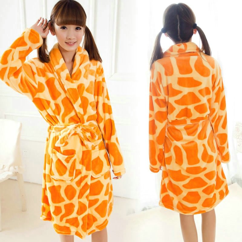 Giraffe Animal Costume Kigurumi Night Robe Warm Flannel Unisex Pajamas-Pajamasbuy