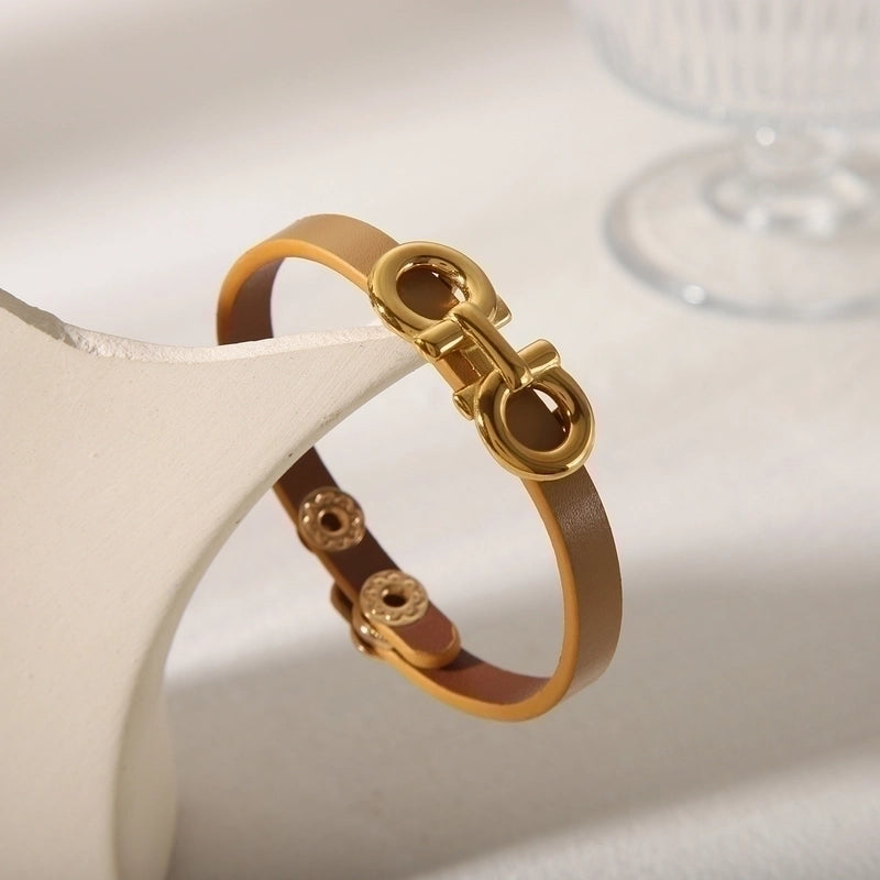 Cowboy Style Minimalist Streetwear Solid Color 303 Stainless Steel 14K Gold Plated Bangle In Bulk