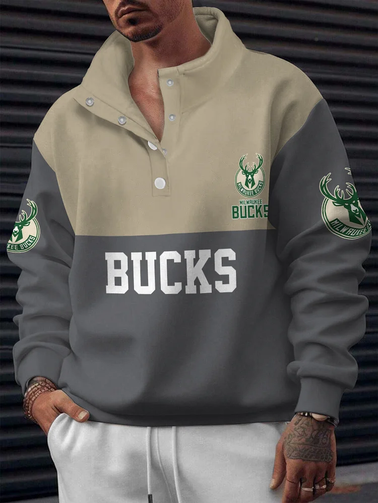 Milwaukee Bucks 2025 New Design Casual Snap Mockneck Pullover