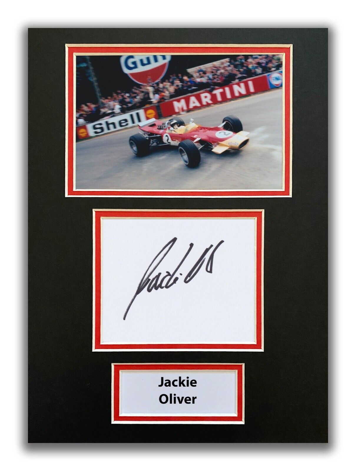 JACKIE OLIVER HAND SIGNED A4 MOUNTED Photo Poster painting DISPLAY - F1 AUTOGRAPH