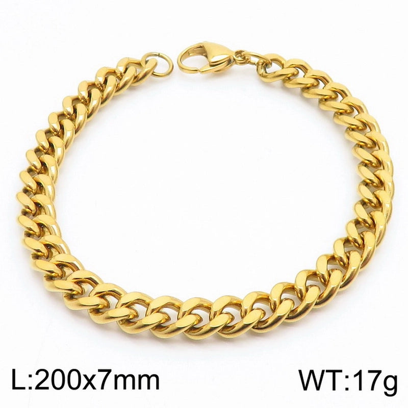 Stainless Steel Personality Fashion Trend Simple Two-Side Grinding Cuban Link Chain Bracelet Accessories