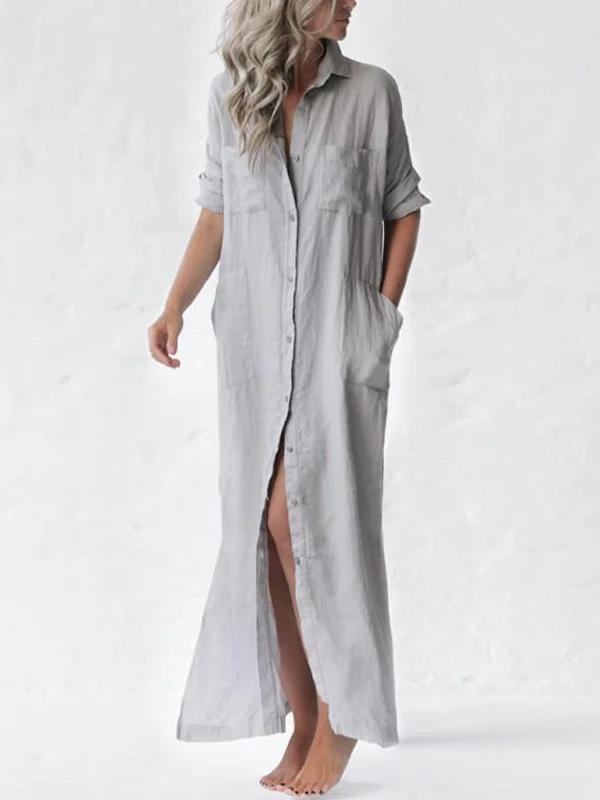 Linen shirt dress grey