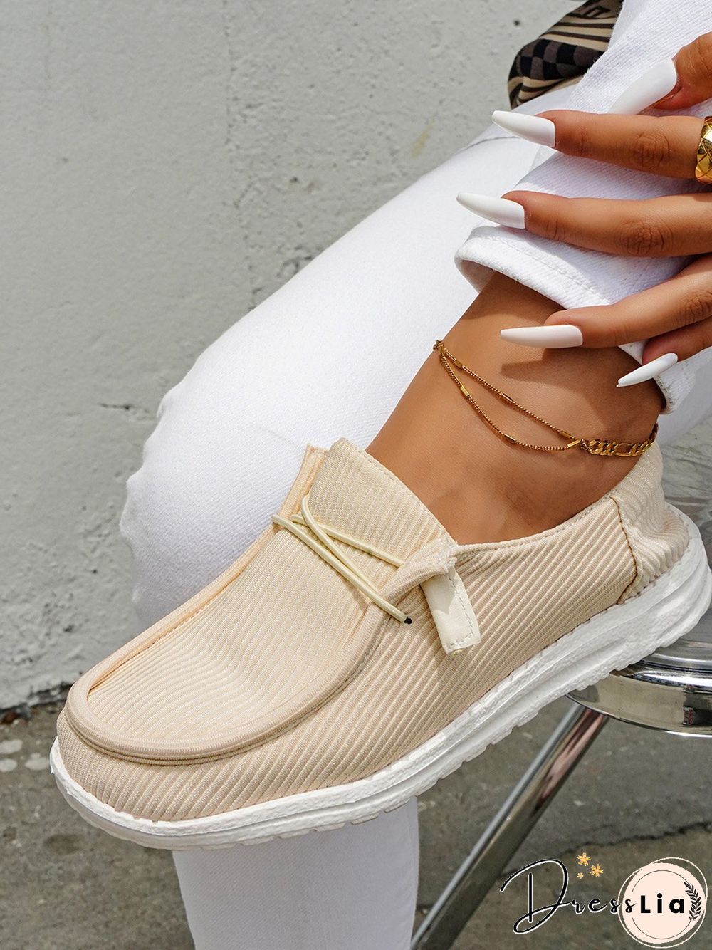 Casual Light Lace Up Flats Canvas Shoes