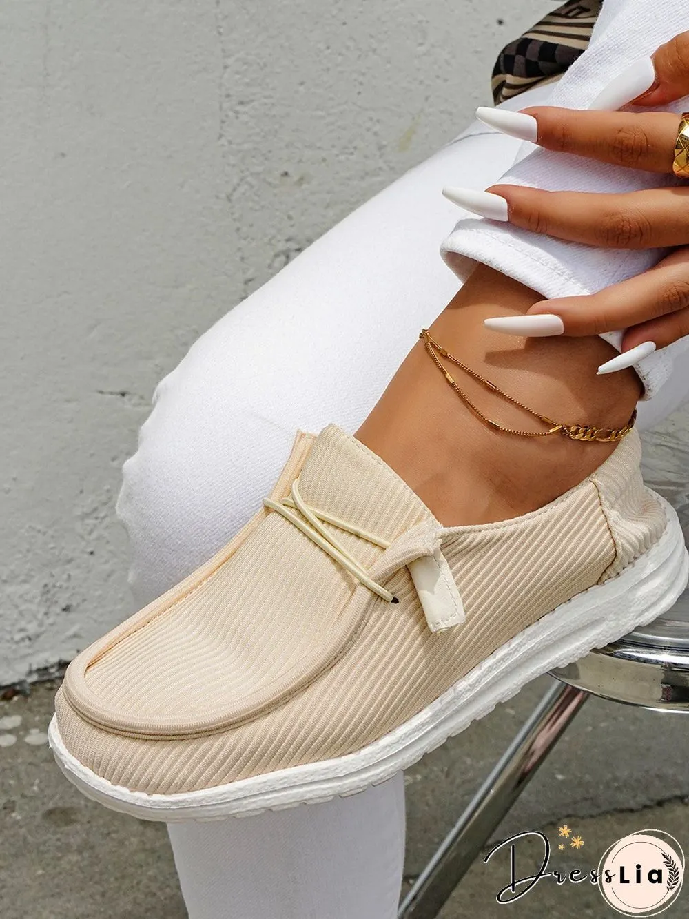 Casual Light Lace Up Flats Canvas Shoes