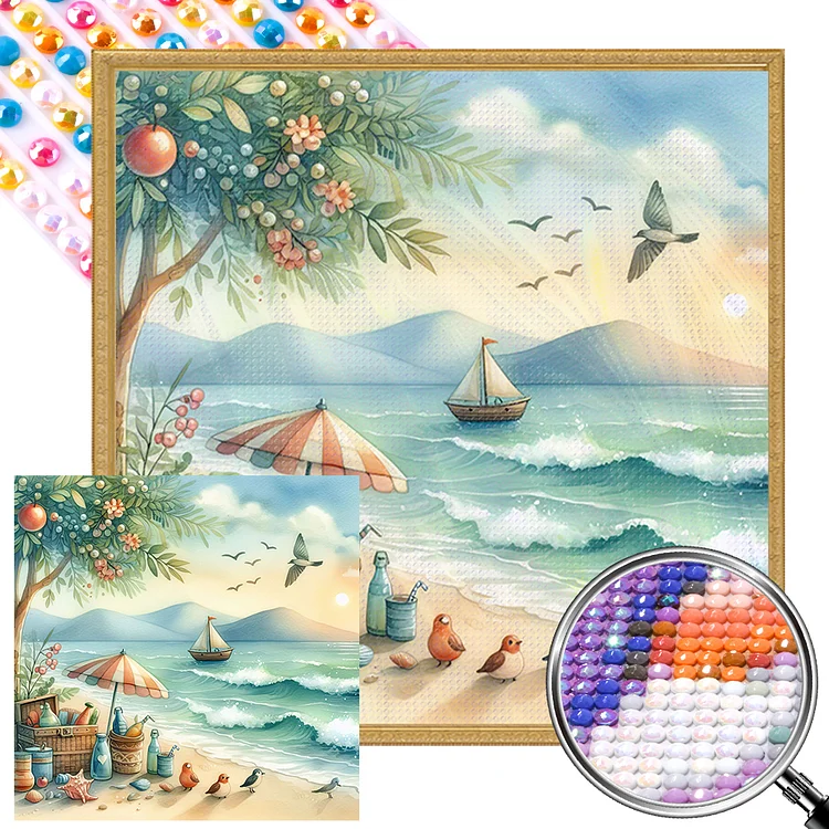 Beach Leisure Sunset 40*40CM (Canvas) Full AB Round Drill Diamond Painting gbfke