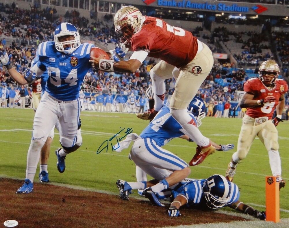 Jameis Winston Autographed Seminoles 16x20 TD Jump Over Photo Poster painting- JSA Authenticated