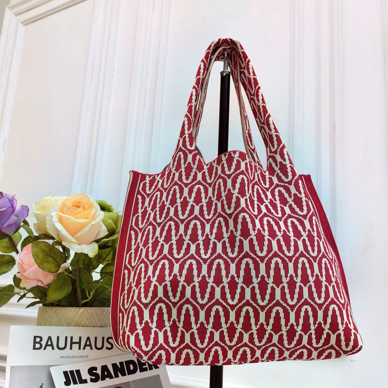 Women’s Large Polyester Letter Color Block Streetwear Square Open Shoulder Bag