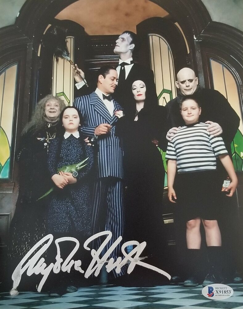 Anjelica Huston signed 8x10 Addams Family Photo Poster painting BAS AUTO Scratch & Dent