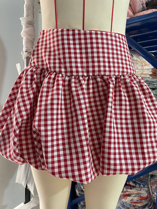 Mature Women Casual Plaid A-Line Flared Mini Skirt