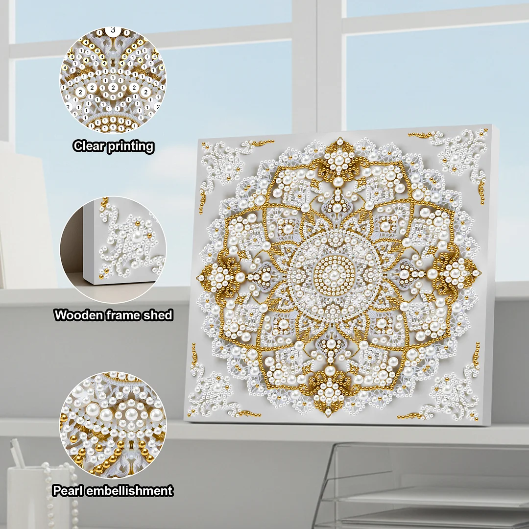 Mandala DIY Pearl Diamond Art Kit for Adults Home Decor 25x25cm With Frame