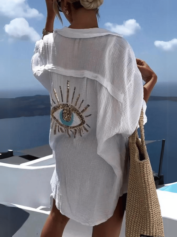 Evil Eye Casual Sequin Beaded Shirt (Buy 2 Free Shipping)