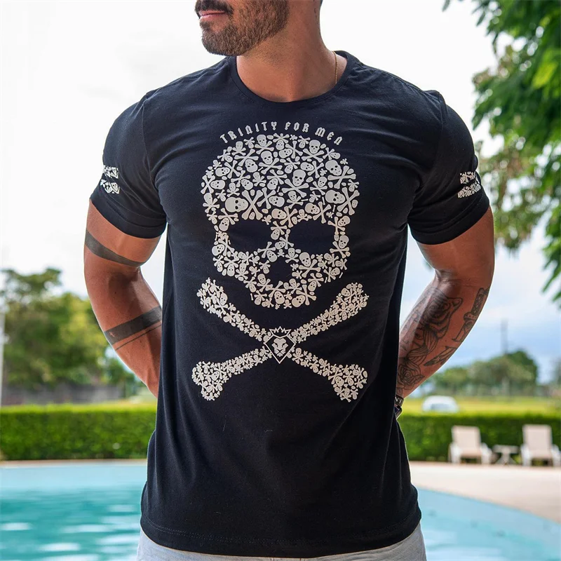 Men's Casual Style Skull Print T-shirt