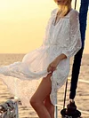 Crochet See-Through Long Sleeves Midi Dress