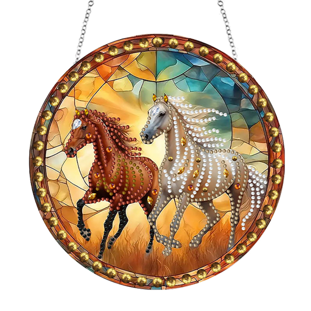 Animal Diamond Art Hanging Pendant Colorful Home Windows Decor (Horse)