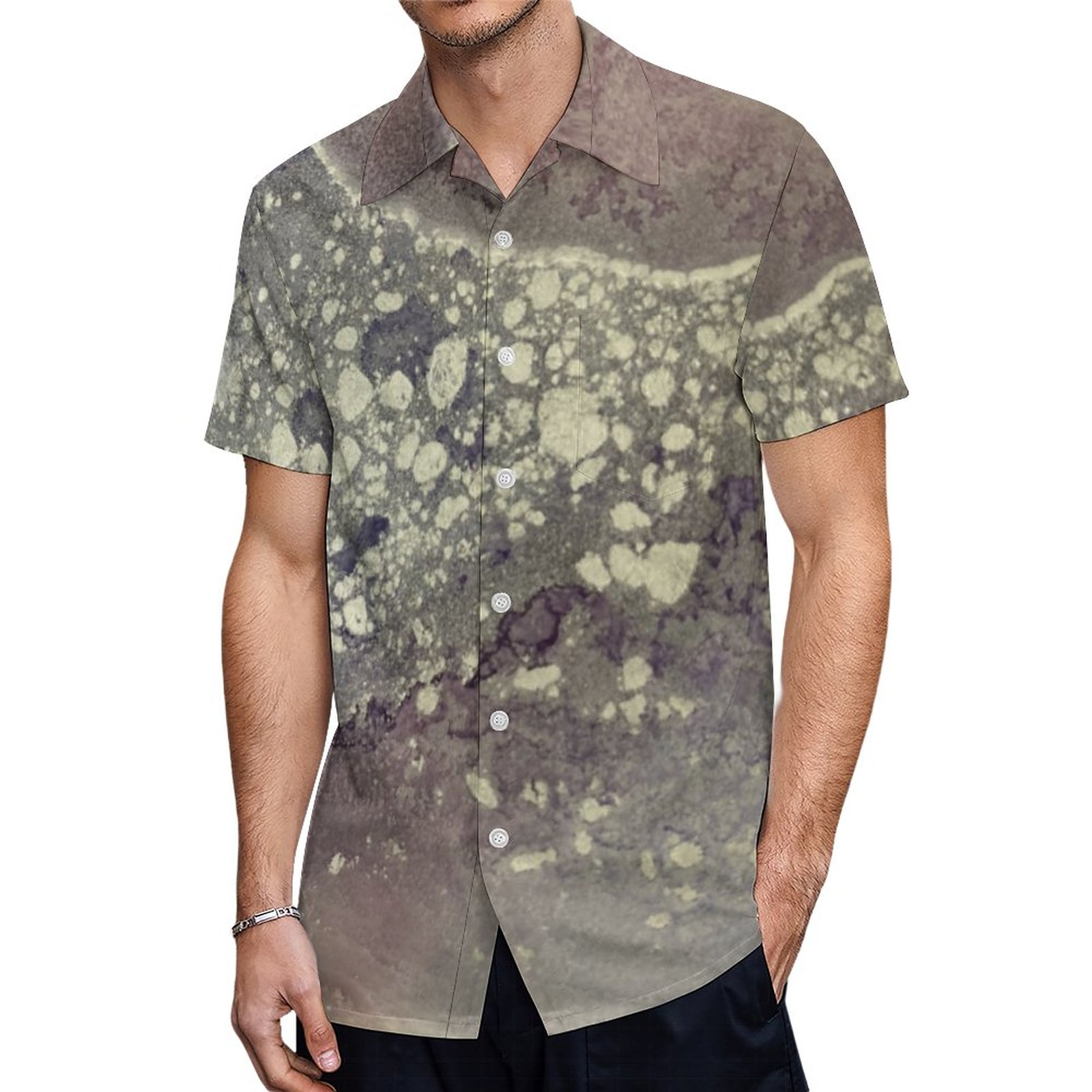 Abstract Alcohol Ink Pink Purple Gray Silver Hawaiian Shirt Mens Button Down Tropical Hawaii Beach Shirts