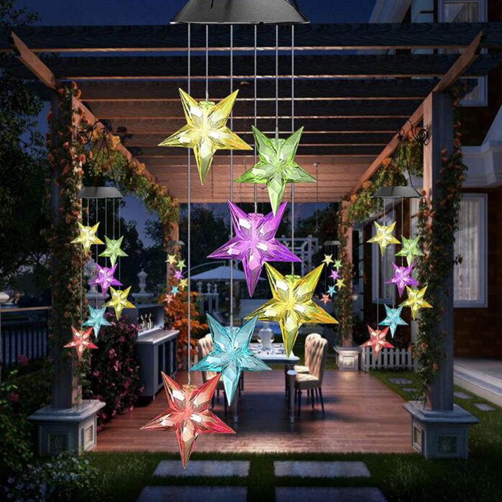 

6LED Solar Powered Star Hanging-Wine Chimes Light, 501 Original