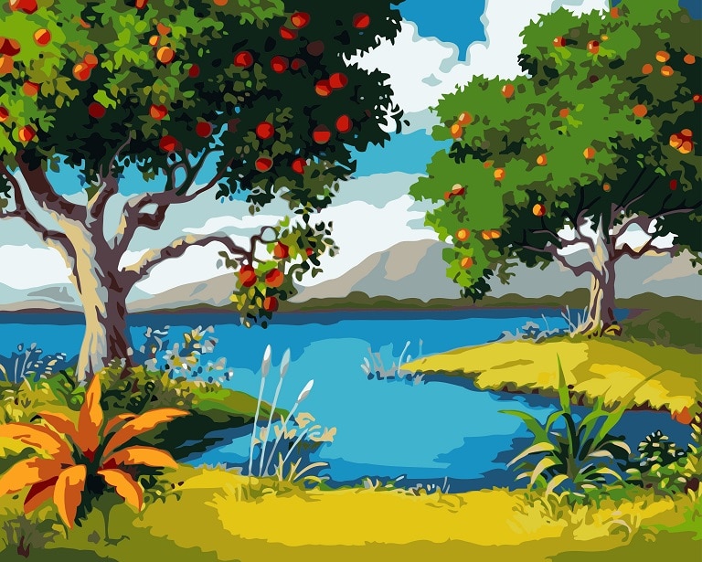 

Apples Trees Near To Lake – Paint By Numbers - 40*50CM, 501 Original