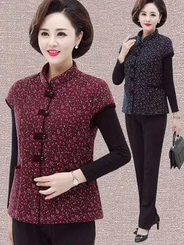 pornhint Pornhint Middle-aged and Elderly Women's Vest Winter Vests 2023 New Short Half Sleeve Plus velvet Keep Warm Coat Winter Waistcoat 5XL