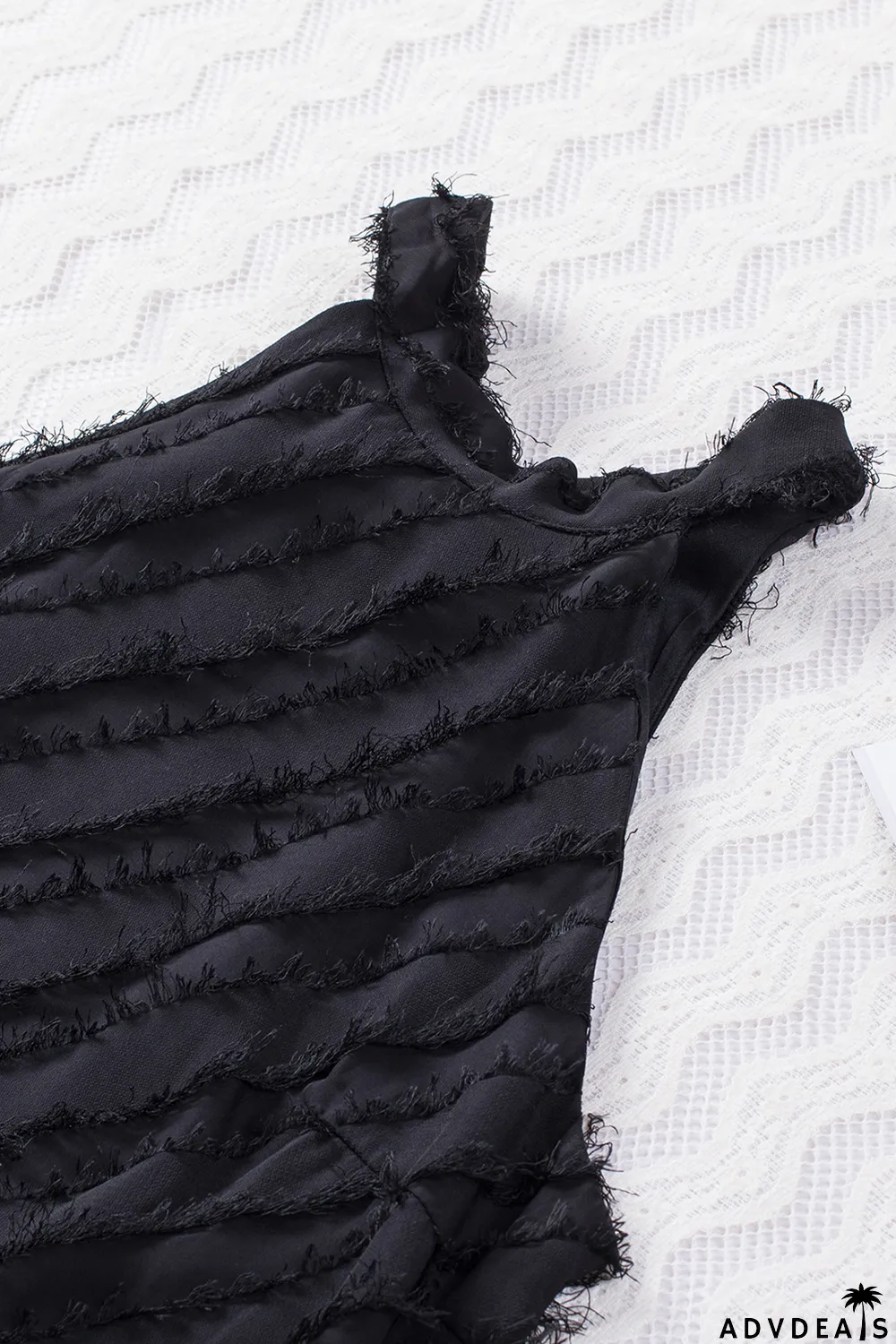 Black Textured Halter Lace-up Sleeveless Mini Dress