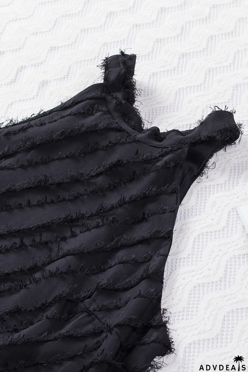 Black Textured Halter Lace-up Sleeveless Mini Dress