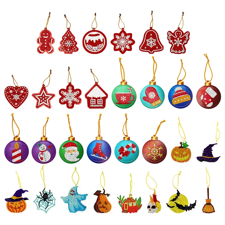 20/30PCS Diamond Drawing Hanging Ornament Kit Bat Halloween Xmas Decor Snowflake gbfke