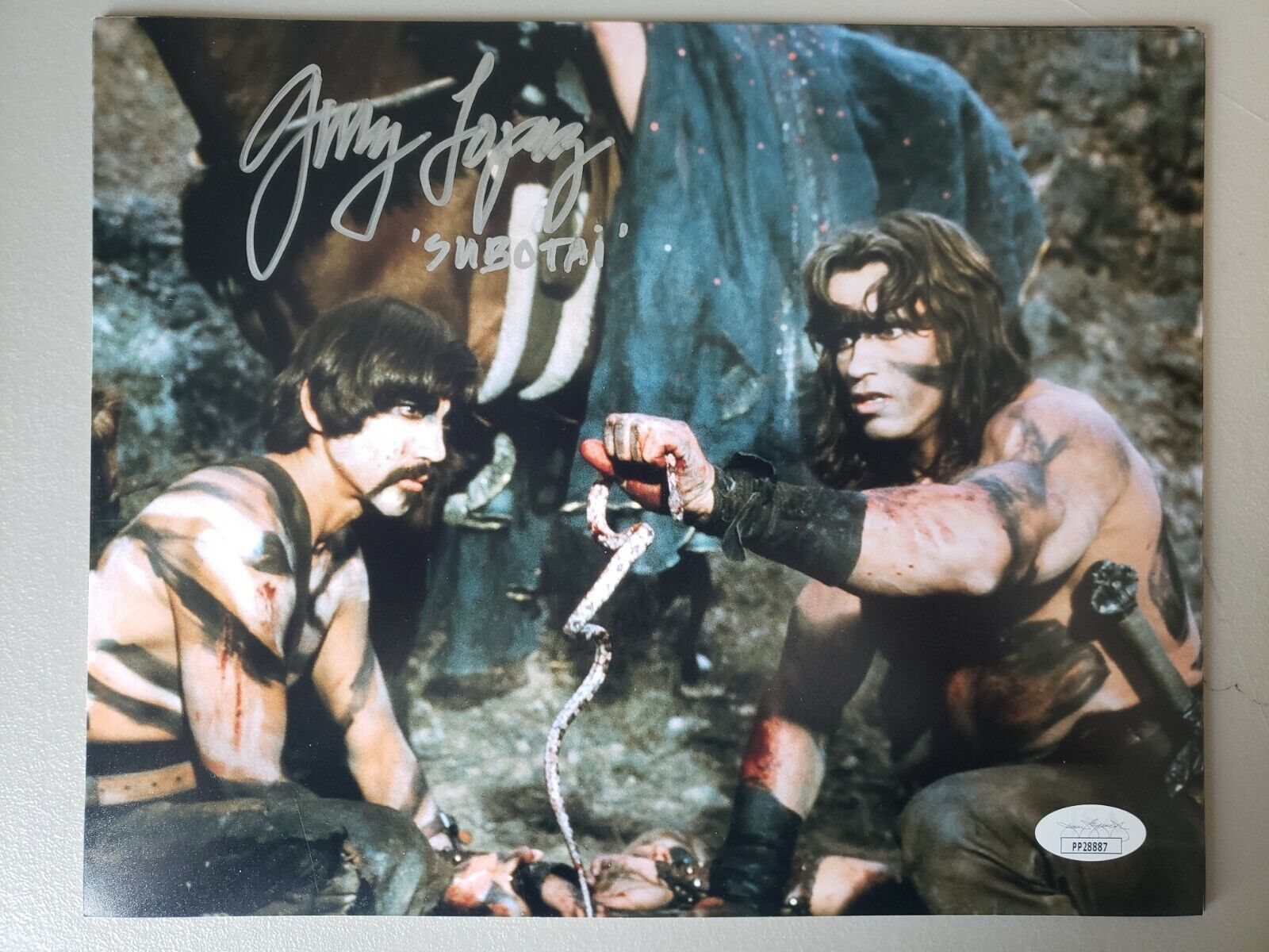 Gerry Lopez Conan the Barbarian 8x10 Autograph, w/ Subotai. Rare. JSA