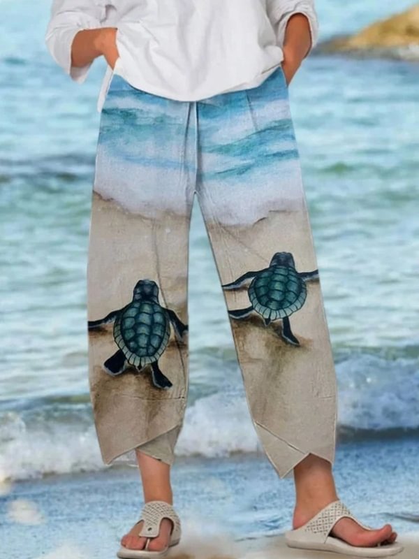 Women's Sea Turtle Print Pants