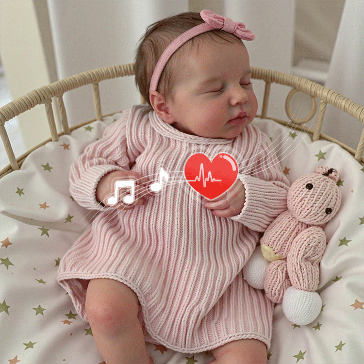 [3-7 Days Delivery][🔊Heartbeat Sound and Coos] 20" Handmade Lifelike Reborn Newborn Baby Sleeping Girl Named Dolishy, Looks Really Cute