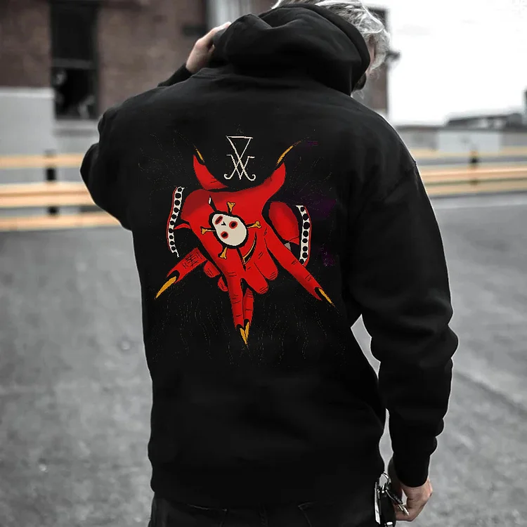 Pentagram Hands Printed Men's Hoodie