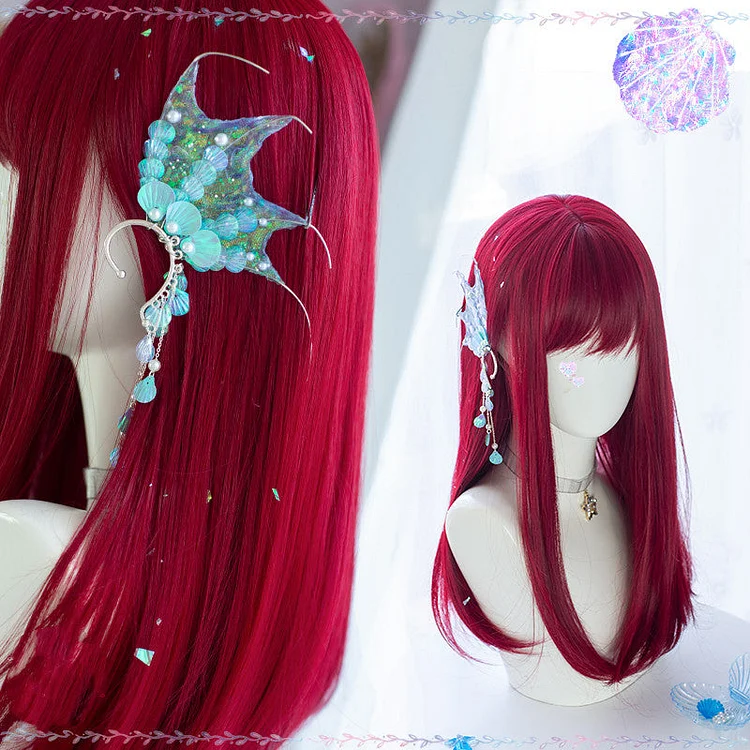 Mermaid Red Long Straight Wig SP17612