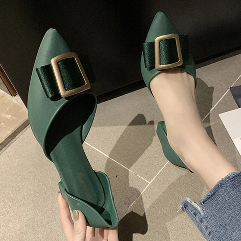 Elegant Ladies High Heels Women Jelly Shoes Trend Square Buckle 2020 Summer Pointed Toe Set Black Woman Shoes Pumps