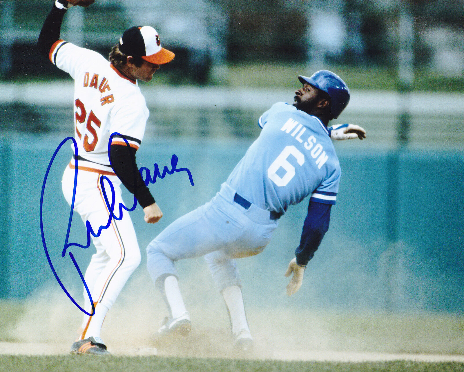 RICH DAUER BALTIMORE ORIOLES ACTION SIGNED 8x10